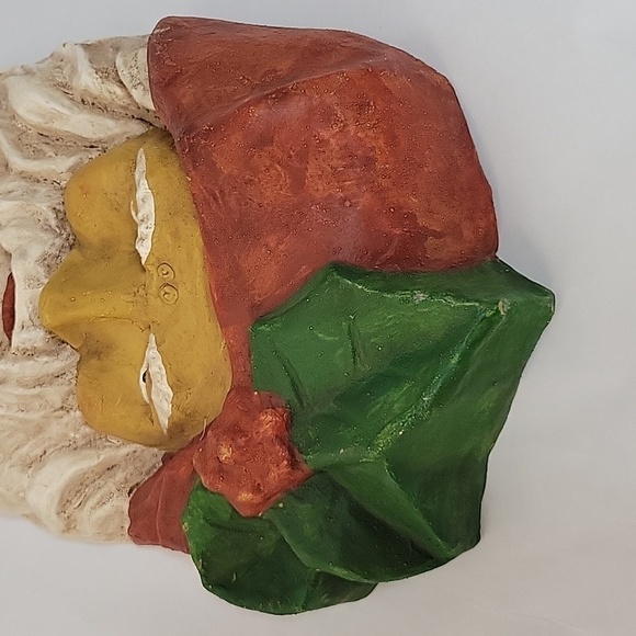 Vtg Large Paper Mache Santa Face Wall Hanging, Display - Picture 11 of 13